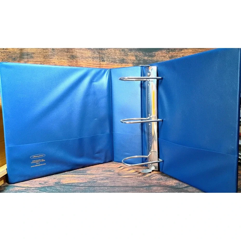 Wilson Jones 4 Inch 3 Ring Binder Blue Round Ring Vinyl Office Storage